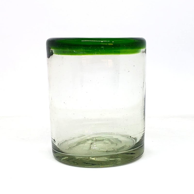 MexHandcraft Emerald Green Rim 10 oz Tumblers (set of 6), Recycled Glass, Lead-free, Toxin-Free (Tumbler) - Image 3